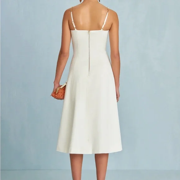 Cult Gaia Cream Midi Sundress Spaghetti Strap - Picture 3 of 7
